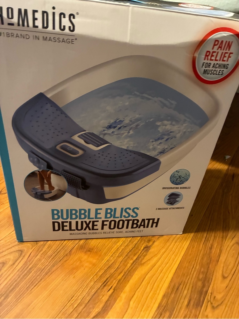 Homedics Bubble Bliss Deluxe Footbath in blue and white